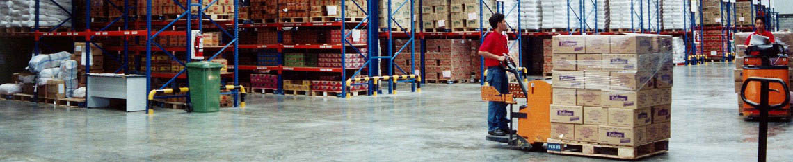 Pallets getting moved in Warehouse