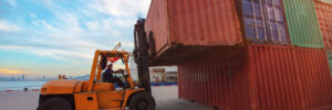 container unit being handling lifting by forklift