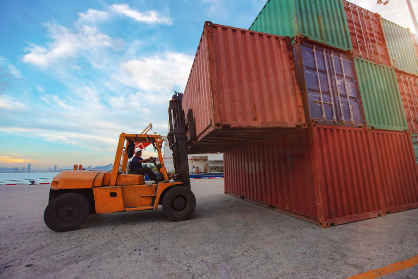 container unit being handling lifting by forklift