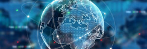 Digital Trade Globe on Forex Background
