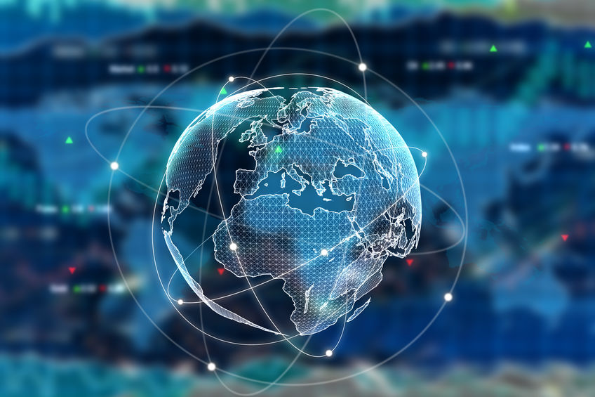 Digital Trade Globe on Forex Background