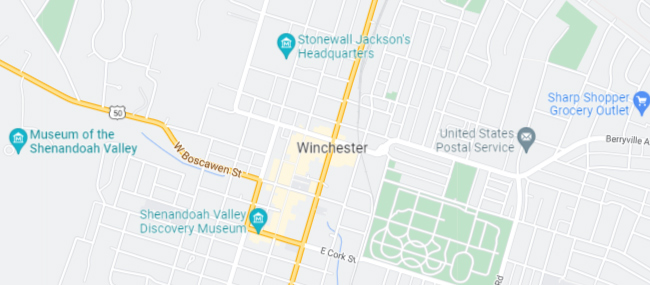 Winchester VA Google Map