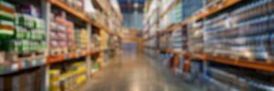 Blurred background of a clothing and retail warehouse